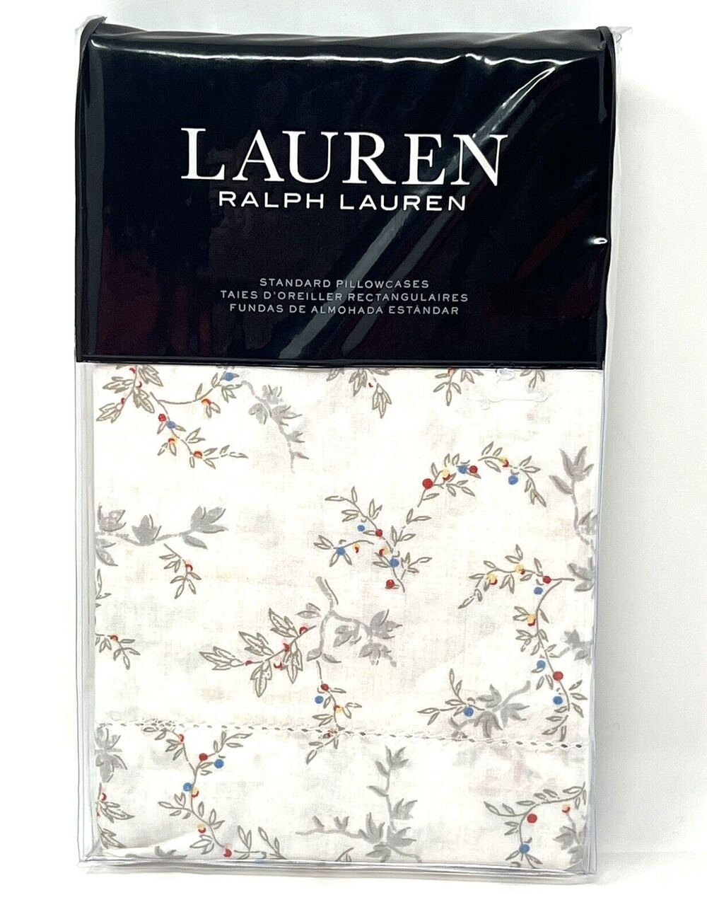 Ralph Lauren Carolyne Vine Standard Pillowcases Grey Pair Of 2 - 20” X 32”